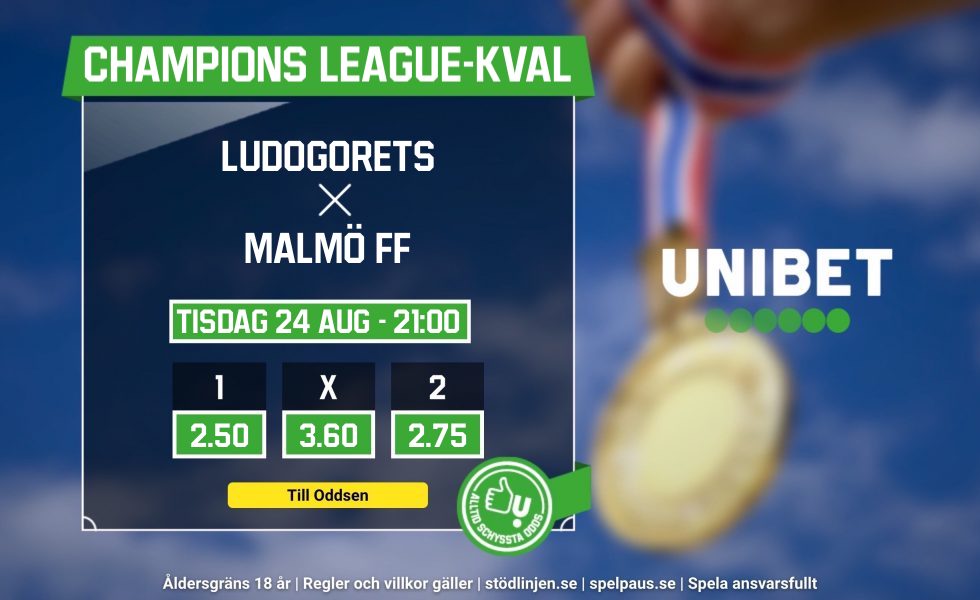 Speltips Malmö FF Ludogorets 24-8 2021 - spela på MFF vs Ludogorets till bästa odds tips!